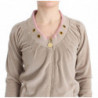 Maglione con cerniera in velluto beige - IT40-S