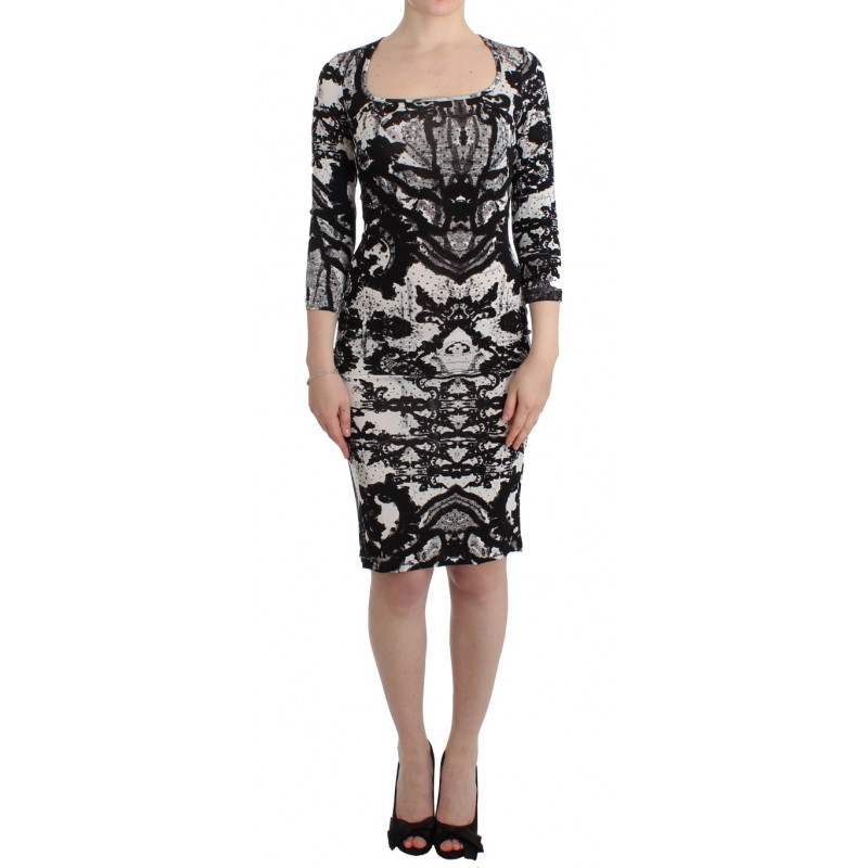 Abito tubino stampato nero - IT38-XS