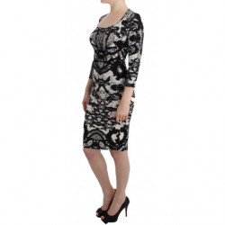 Abito tubino stampato nero - IT38-XS
