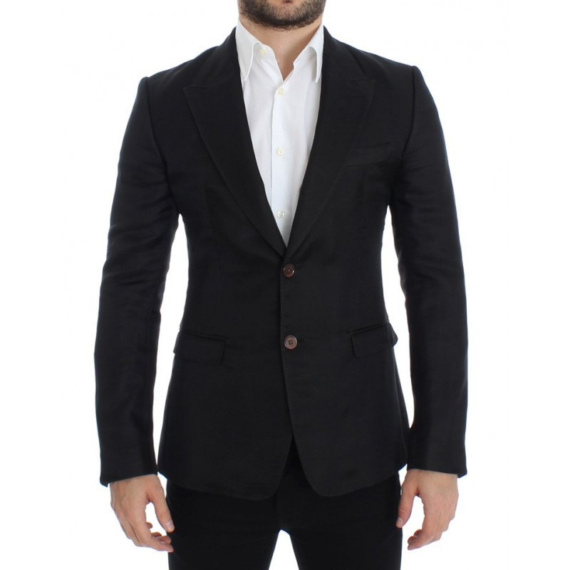 Blazer slim fit in seta nera - IT48 - M