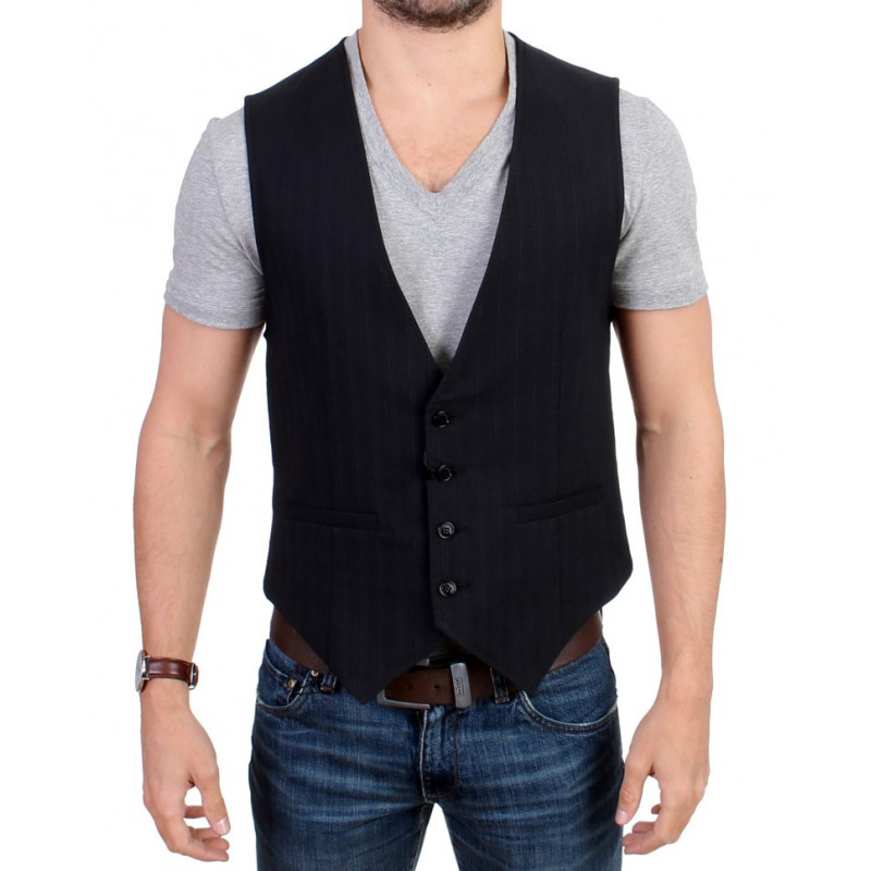Gilet casual in cotone a righe nere - IT48 - M