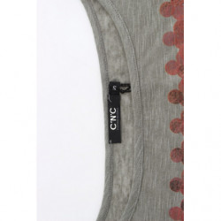 T-shirt grigia con maniche ad aletta e stampa - M