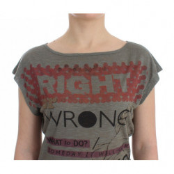 T-shirt grigia con maniche ad aletta e stampa - M