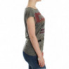 T-shirt grigia con maniche ad aletta e stampa - M