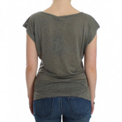 T-shirt grigia con maniche ad aletta e stampa - M