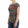 T-shirt grigia con maniche ad aletta e stampa - M