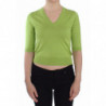 Top maglione pullover con scollo a V in lana verde - IT36 - XS