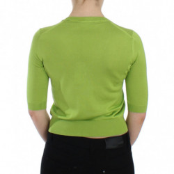 Top maglione pullover con scollo a V in lana verde - IT36 - XS