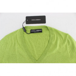 Top maglione pullover con scollo a V in lana verde - IT36 - XS