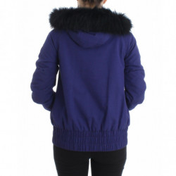Giubbotto imbottito corto blu con cappuccio K-Way - IT42