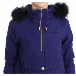 Giubbotto imbottito corto blu con cappuccio K-Way - IT42