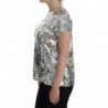 Top t-shirt camicetta girocollo con paillettes argento - IT40