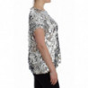 Top t-shirt camicetta girocollo con paillettes argento - IT40