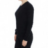 Top in maglione cardigan con bottoni in lana nera - IT46-XL