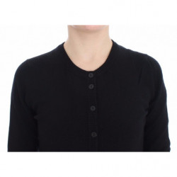 Top in maglione cardigan con bottoni in lana nera - IT46-XL
