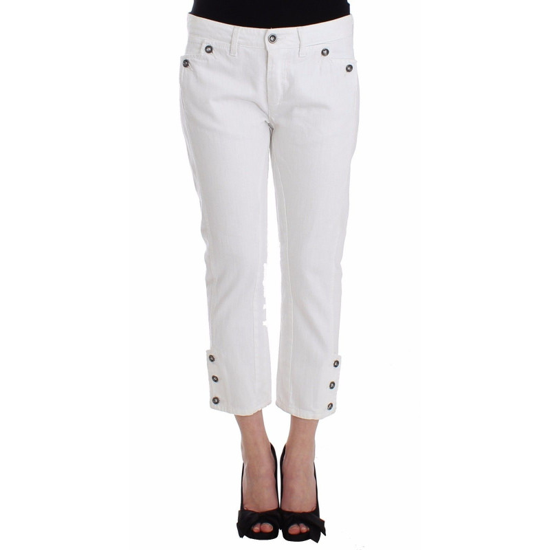 Jeans cropped bianchi Pantaloni in denim con marchio Capri - 42 - S
