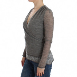 Maglione maniche lunghe elasticizzato misto lana grigia - IT44 - M