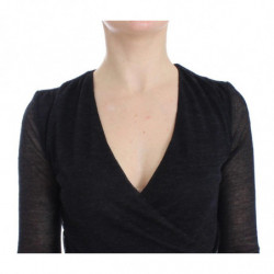 Maglione a maniche lunghe elasticizzato in misto lana nera - IT42 - S