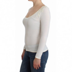 Lingerie bianca top camicetta maglione pizzo rayon - IT48 - XL