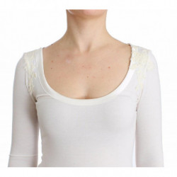 Lingerie bianca top camicetta maglione pizzo rayon - IT48 - XL