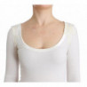 Lingerie bianca top camicetta maglione pizzo rayon - IT48 - XL