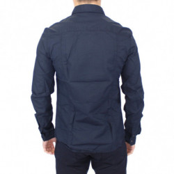Top camicia casual a maniche lunghe in cotone blu - IT52 - XL