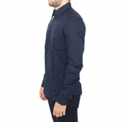 Top camicia casual a maniche lunghe in cotone blu - IT52 - XL