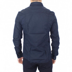 Top camicia casual a maniche lunghe in cotone blu - IT52 - XL