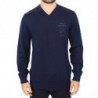Maglione pullover con scollo a V in misto lana blu - IT48 - M