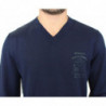 Maglione pullover con scollo a V in misto lana blu - IT48 - M