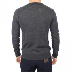 Maglione pullover con scollo a V in misto lana grigia - IT46 - S