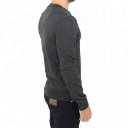Maglione pullover con scollo a V in misto lana grigia - IT46 - S