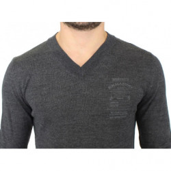 Maglione pullover con scollo a V in misto lana grigia - IT46 - S