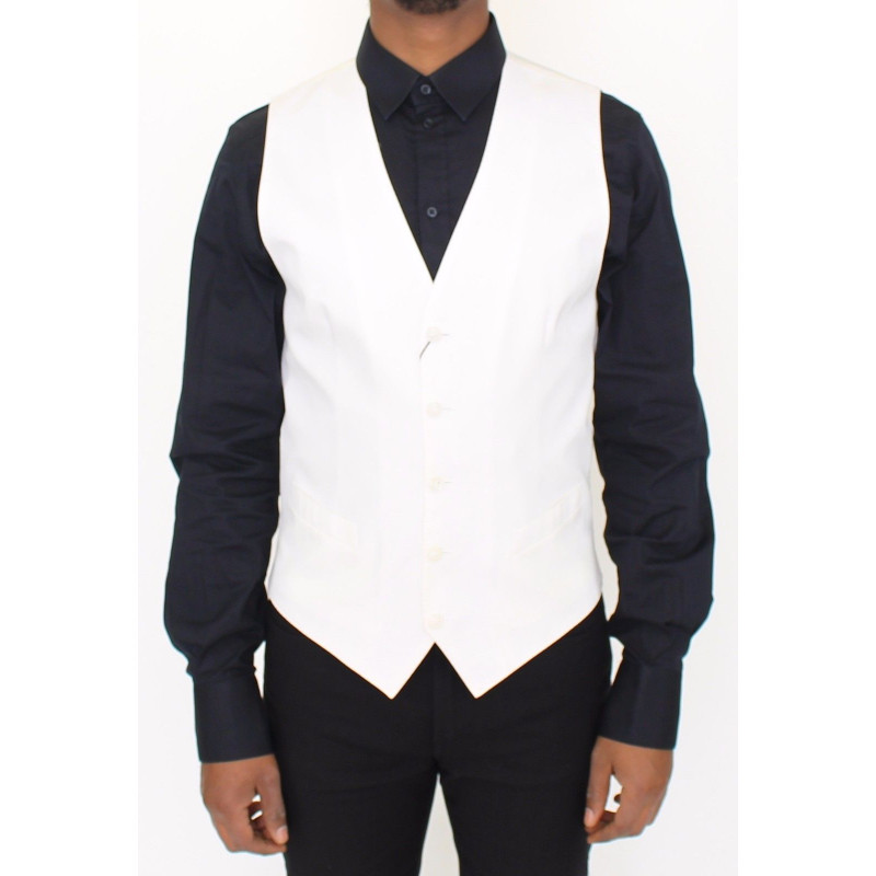Blazer gilet in misto cotone e seta bianco - IT44 - XS