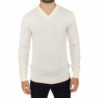 Maglione pullover scollo V misto lana bianco sporco - IT46 - S