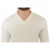 Maglione pullover scollo V misto lana bianco sporco - IT46 - S