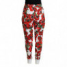 Pantaloni pantaloni affusolati cotone stampa anemoni bianchi - IT40-S