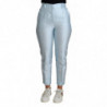 Pantaloni pantaloni affusolati cropped in seta azzurri - IT38-XS