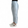 Pantaloni pantaloni affusolati cropped in seta azzurri - IT38-XS