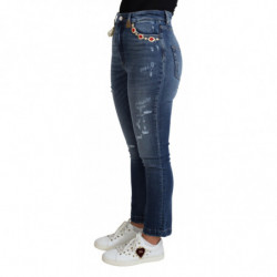 Jeans in cotone con pantaloni skinny decorati blu - IT36 - XS