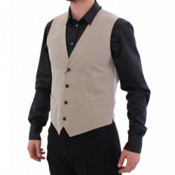 Gilet formale con gilet in misto seta beige - IT46 - S