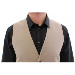 Gilet formale con gilet in misto seta beige - IT46 - S
