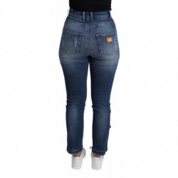 Jeans in cotone con pantaloni skinny decorati blu - IT36 - XS
