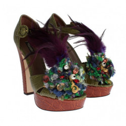 Scarpe Crystal in pelle di coccodrillo caimano - EU38/US7.5
