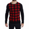Maglione girocollo in lana nera rossa - IT54 - XXL