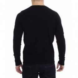 Maglione girocollo in lana nera rossa - IT54 - XXL