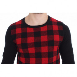 Maglione girocollo in lana nera rossa - IT54 - XXL