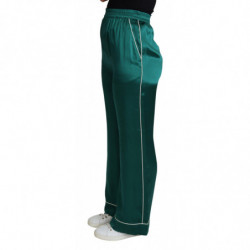 Pantaloni da pigiama in seta verde a vita alta - IT36 - XS