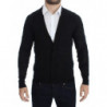 Cardigan con bottoni in lana pregiata nera - S