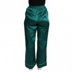 Pantaloni da pigiama in seta verde a vita alta - IT36 - XS